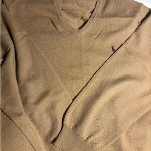 Ralph Lauren Men's Camel V-Neck Sweater
